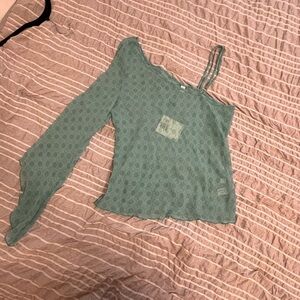 Green One-Shoulder Women Top